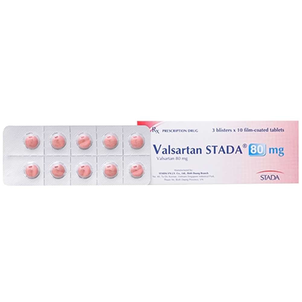 Thuốc Valsartan Stada 80mg điều trị tăng huyết áp, suy tim (3 vỉ x 10 viên)