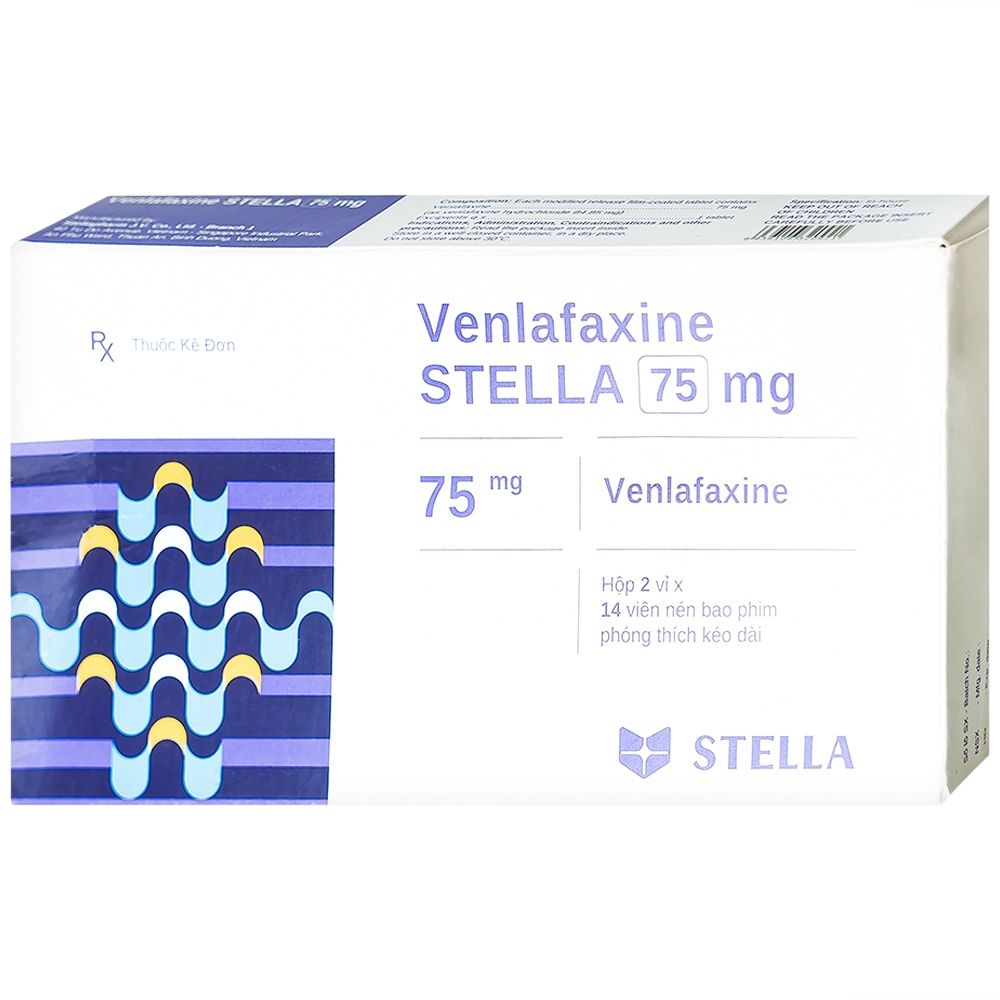 Thuốc Venlafaxine Stella 75mg điều trị các cơn trầm cảm nặng (2 vỉ x 14 viên)