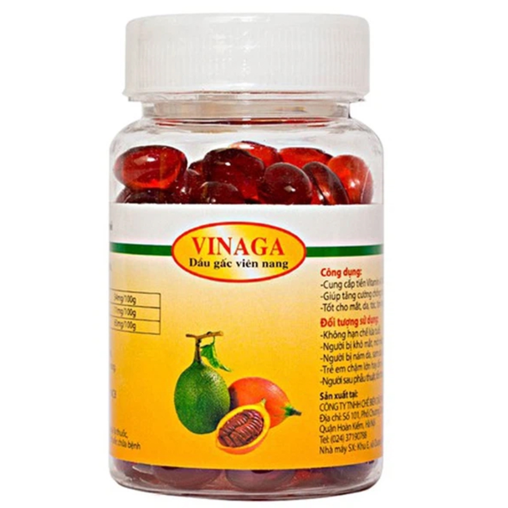 Viên uống Dầu Gấc Vinaga giúp cung cấp vitamin, chất chống oxy hóa (100 viên)