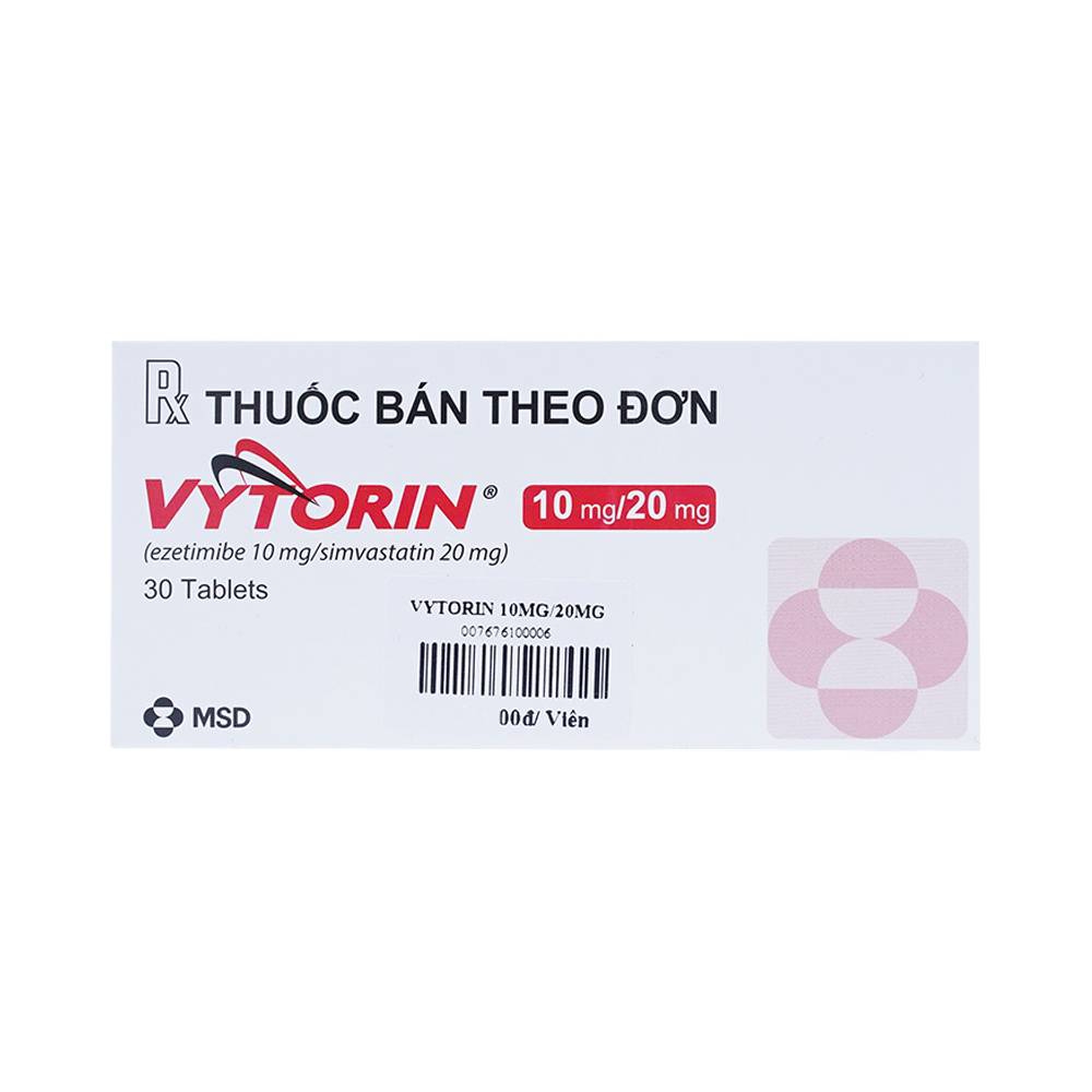 Thuốc Vytorin 10mg/20mg MSD điều trị tăng cholesterol máu (3 vỉ x 10 viên)