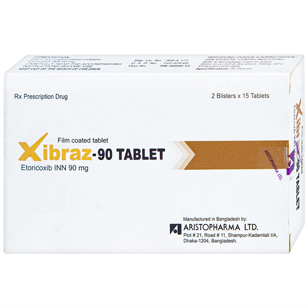 Thuốc Xibraz-90 Tablet Aristopharma giảm triệu chứng thoái hóa khớp (2 vỉ x 15 viên)