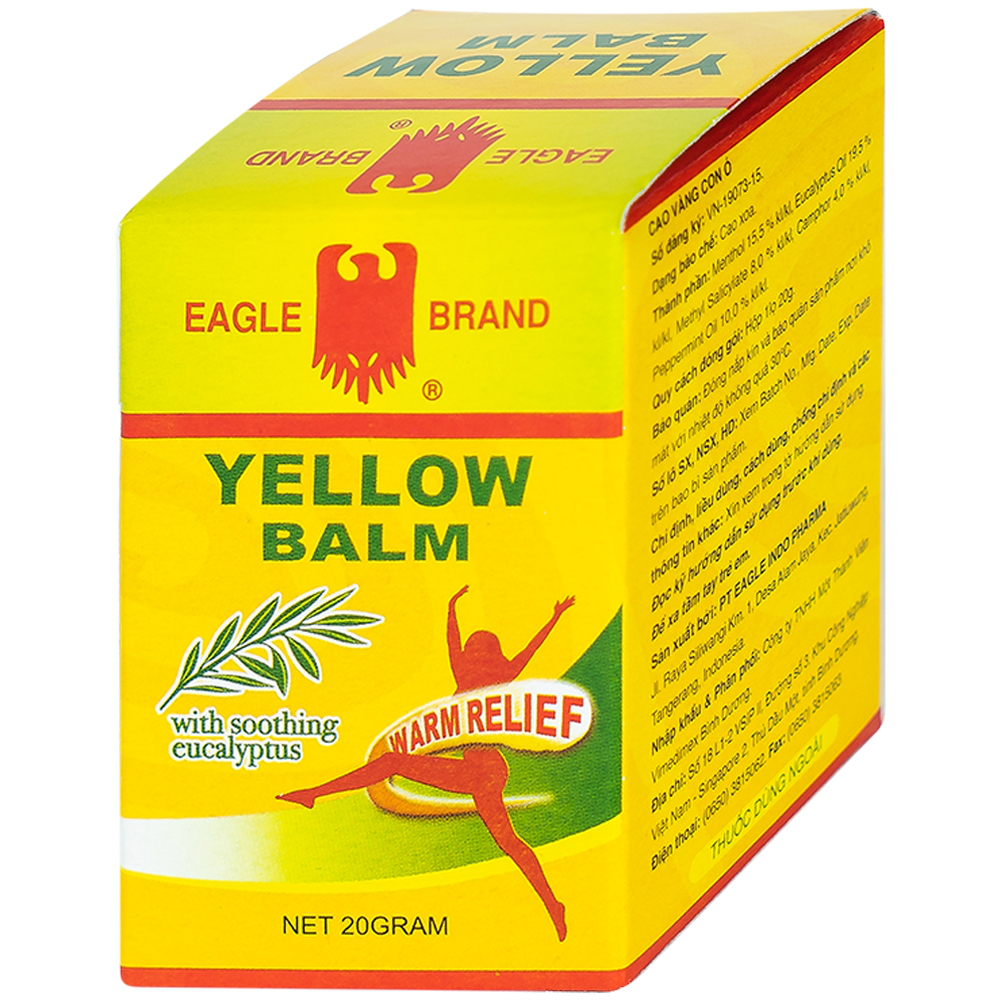 Cao vàng Con Ó Eagle Brand Yellow Balm Borden giảm đau đầu, choáng váng, chóng mặt, đau lưng (12 hộp x 20g)