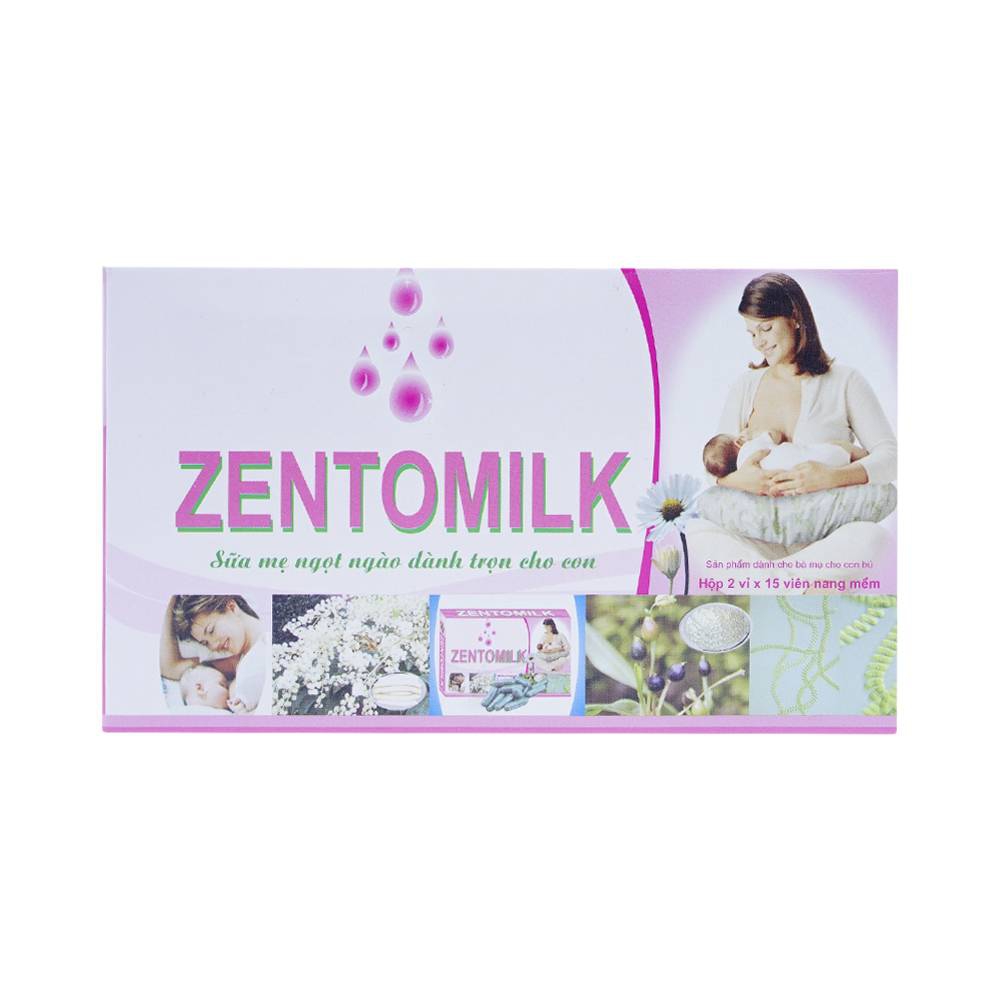 Viên nang mềm Zentomilk CPC1 Hà Nội hỗ trợ tăng tiết sữa, bổ sung dinh dưỡng (2 vỉ x 15 viên) 