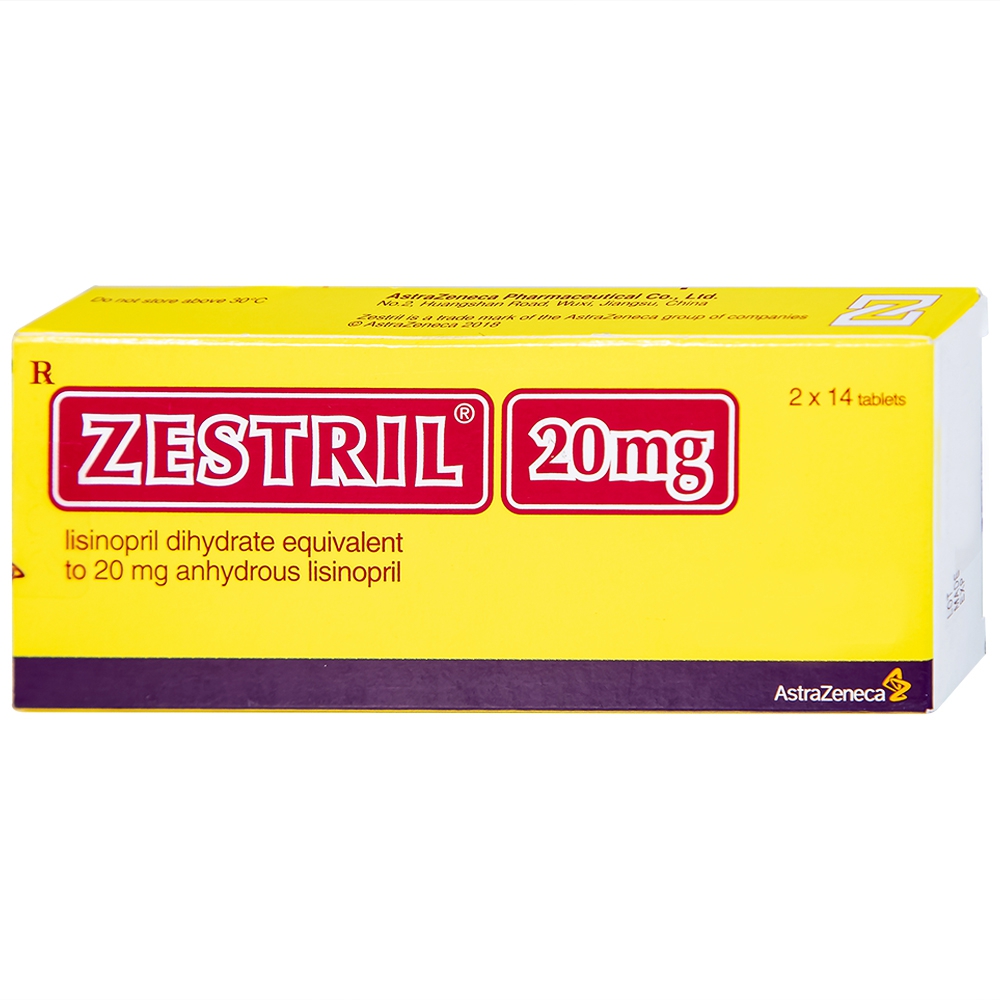 Thuốc Zestril 20mg AstraZeneca điều trị tăng huyết áp, suy tim (2 vỉ x 14 viên)