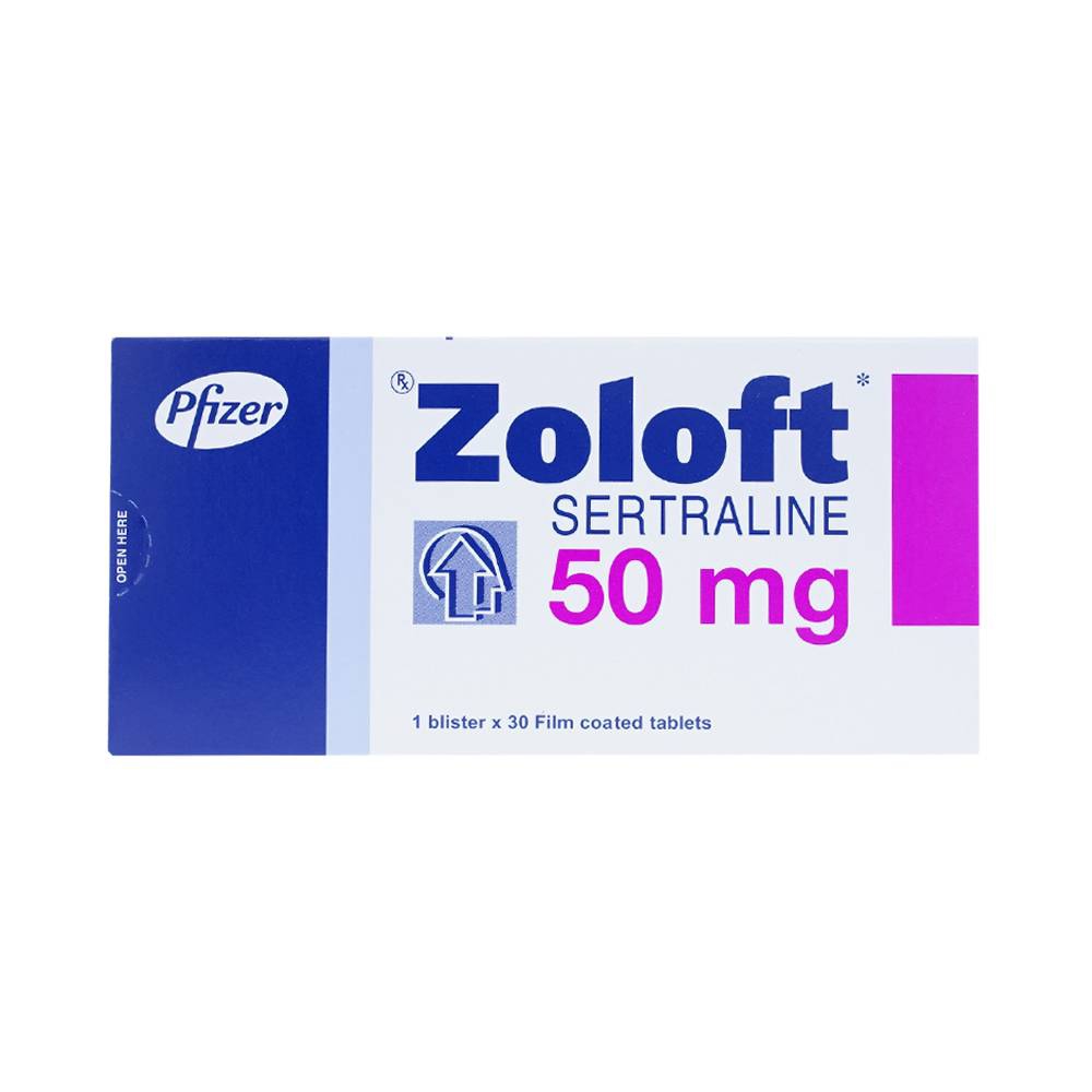 Thuốc Zoloft Sertraline 50mg Pfizer điều trị triệu chứng bệnh trầm cảm (1 vỉ x 30 viên)