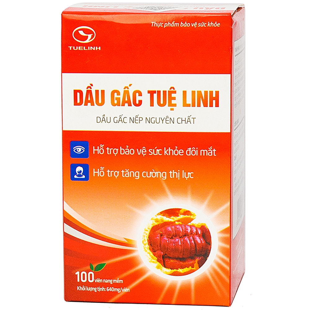 Viên uống Dầu Gấc Tuệ Linh hỗ trợ bảo vệ sức khỏe đôi mắt, tăng cường thị lực (100 viên)