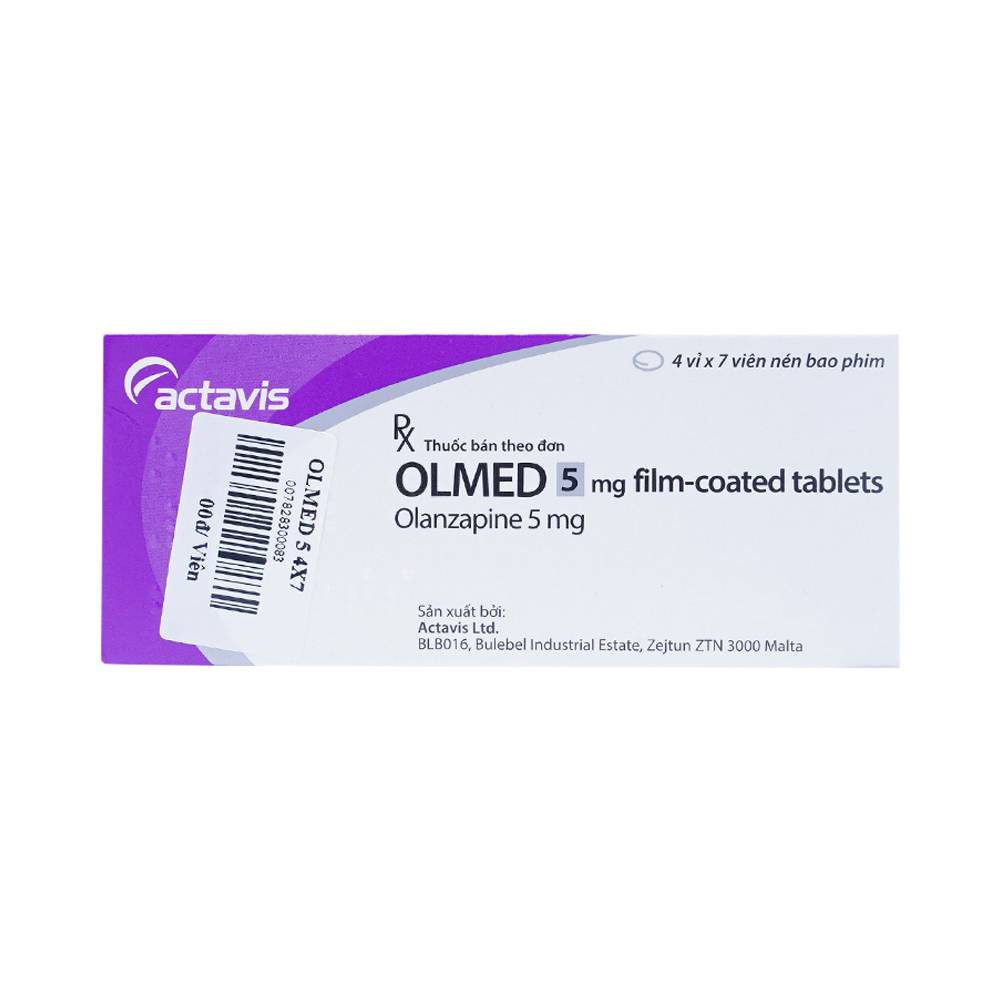 Viên nén Olmed 5mg Actavis điều trị bệnh tâm thần phân liệt (4 vỉ x 7 viên)