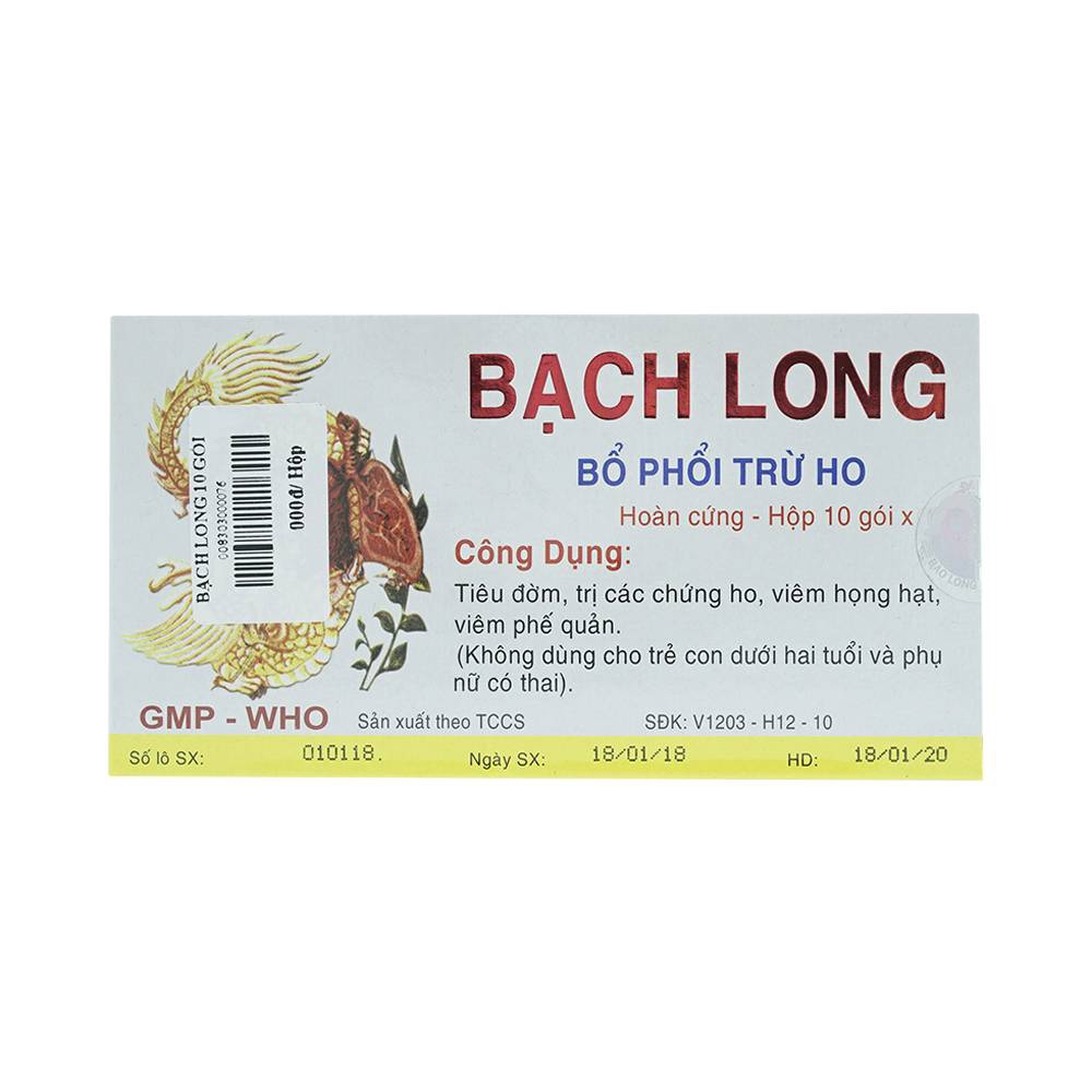 Thuốc Bạch Long Bổ Phổi Trừ Ho tiêu đờm, trị các chứng ho, viêm họng hạt, viêm phế quản (10 gói)