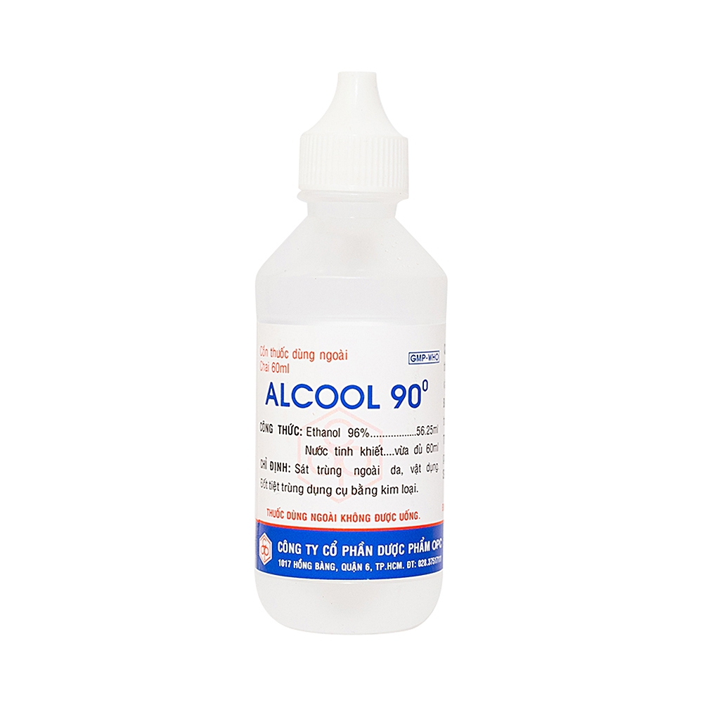 Cồn thuốc dùng ngoài Alcool 90 độ OPC sát trùng vết thương ngoài da, vật dụng (60ml)