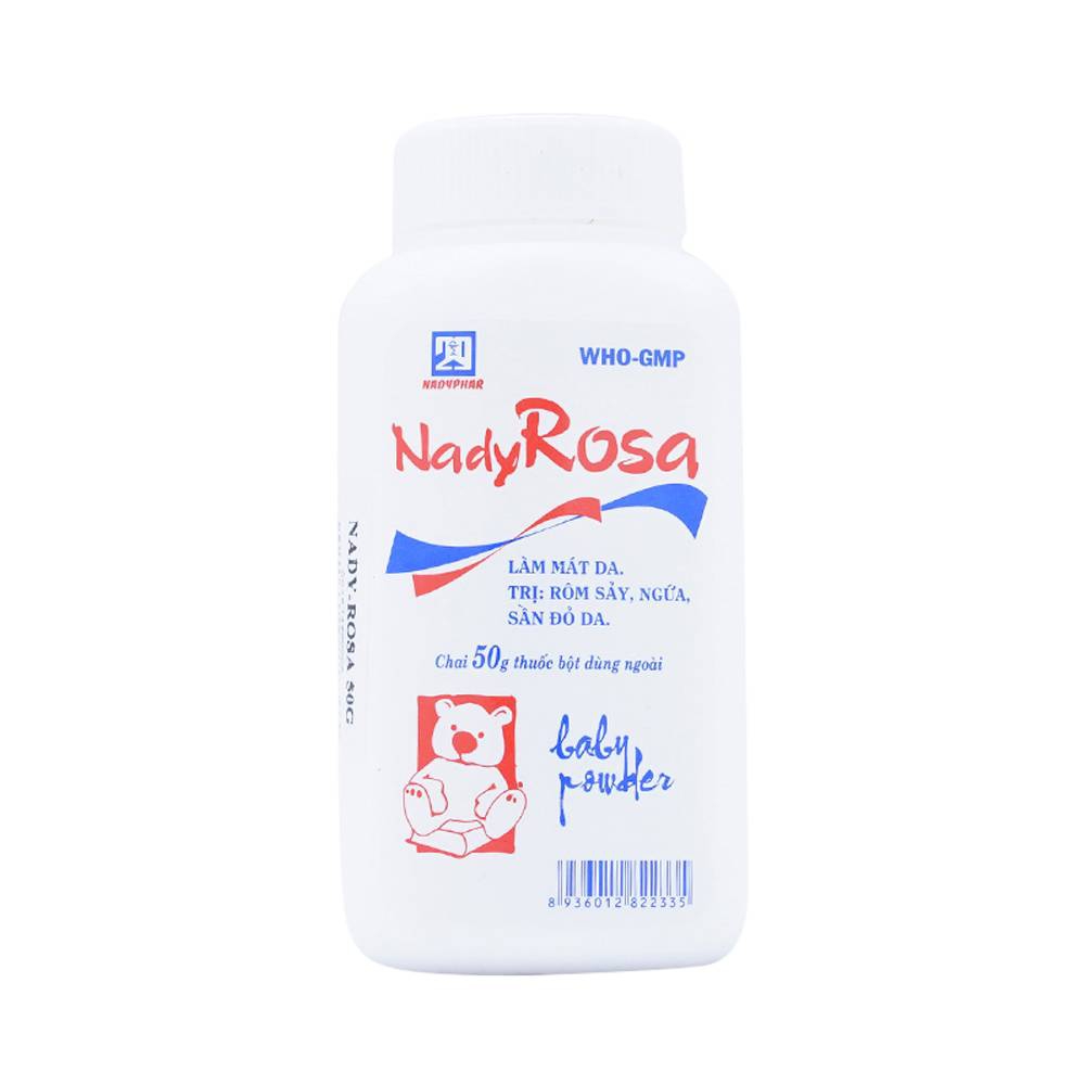 Phấn thoa da NadyRosa Nadyphar hỗ trợ điều trị rôm sảy, ngứa, sần đỏ da (50g)