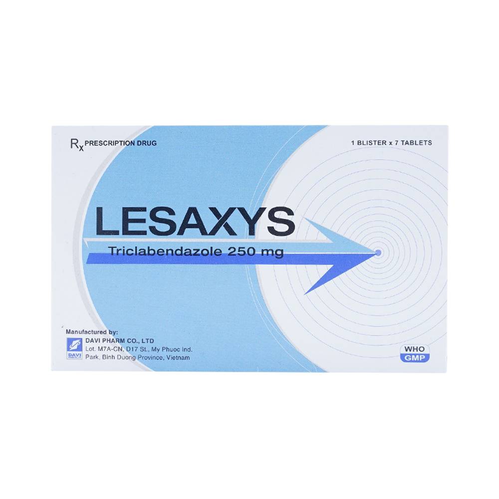 Viên nén Lesaxys 250mg DaviPharm điều trị bệnh sán lá (1 vỉ x 7 viên)