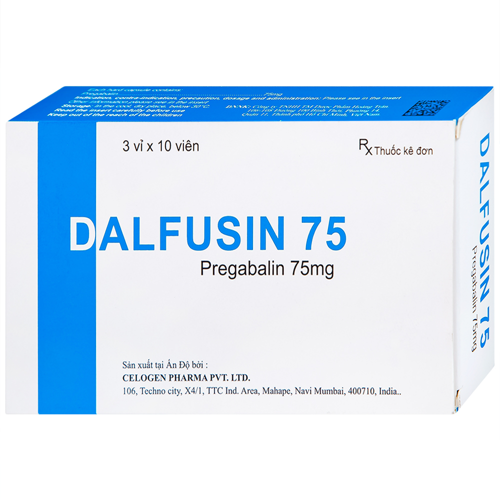 Thuốc Dalfusin 75 Celogen điều trị đau thần kinh, hỗ trợ điều trị động kinh (3 vỉ x 10 viên)