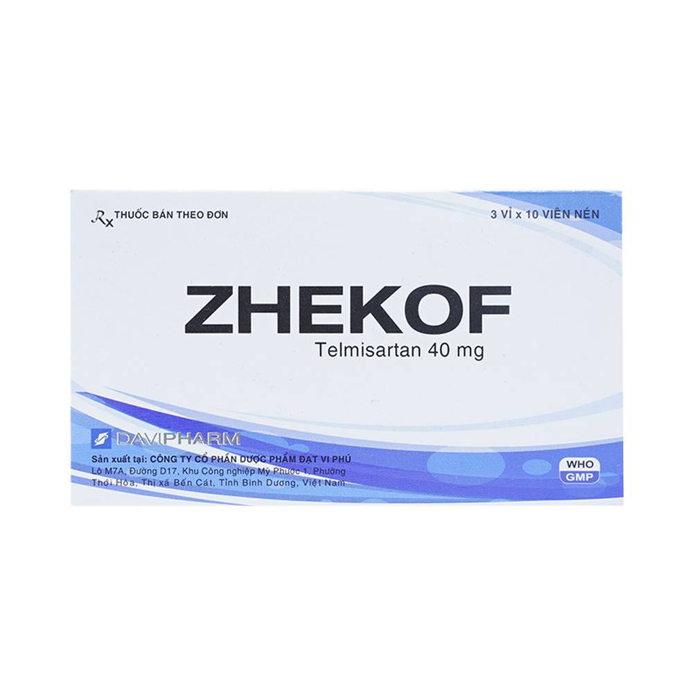 Thuốc Zhekof 40mg DaviPharm điều trị tăng huyết áp, dự phòng biến cố tim mạch (3 vỉ x 10 viên)