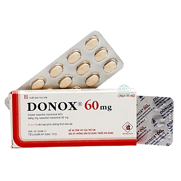 Thuốc Donox 60mg Domesco điều trị dự phòng đau thắt ngực, suy tim mạn tính (2 vỉ x 15 viên)