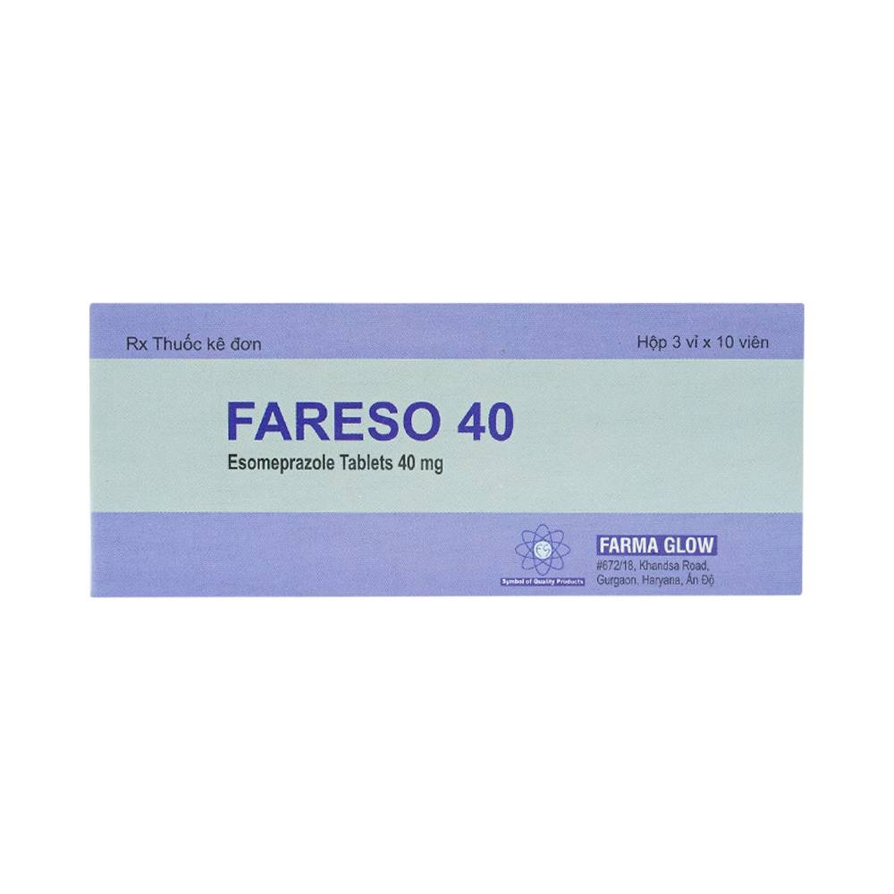 Thuốc Fareso 40 Farma Glow điều trị loét dạ dày tá tràng lành tính (3 vỉ x 10 viên)