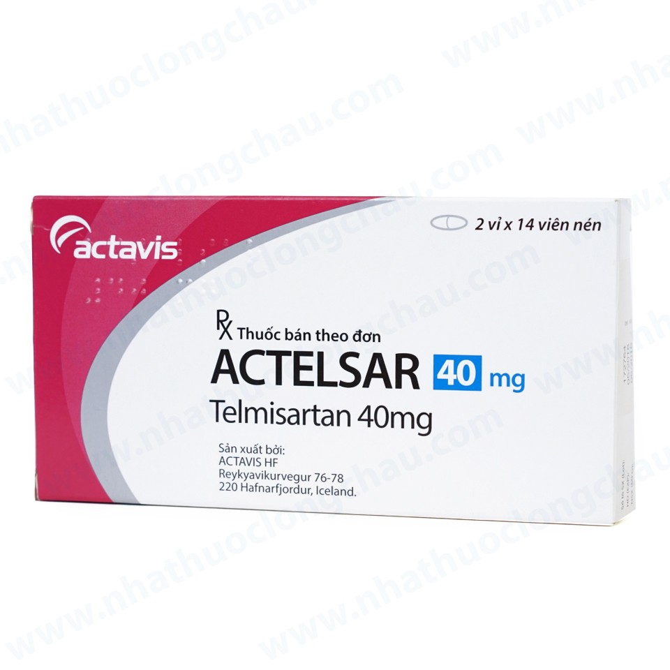 Thuốc Actelsar 40mg Actavis điều trị tăng huyết áp vô căn (2 vỉ x 14 viên)