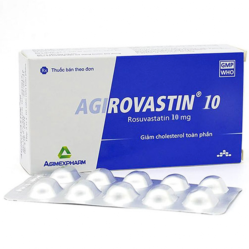 Thuốc Agirovastin 10 Agimexpharm giảm cholesterol toàn phần (3 vỉ x 10 viên)