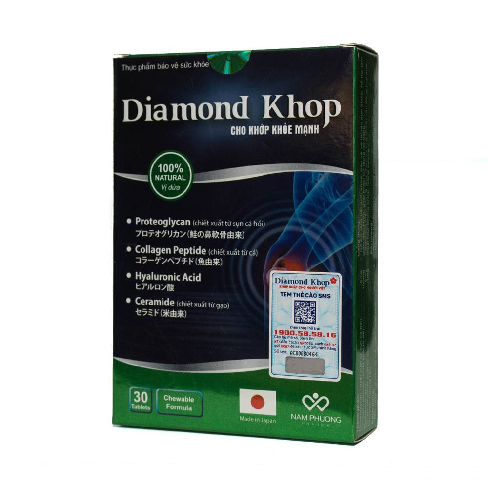 Viên uống Diamond Khop hỗ trợ tăng tiết dịch khớp, bảo vệ và tái tạo sụn khớp (3 vỉ x 10 viên)