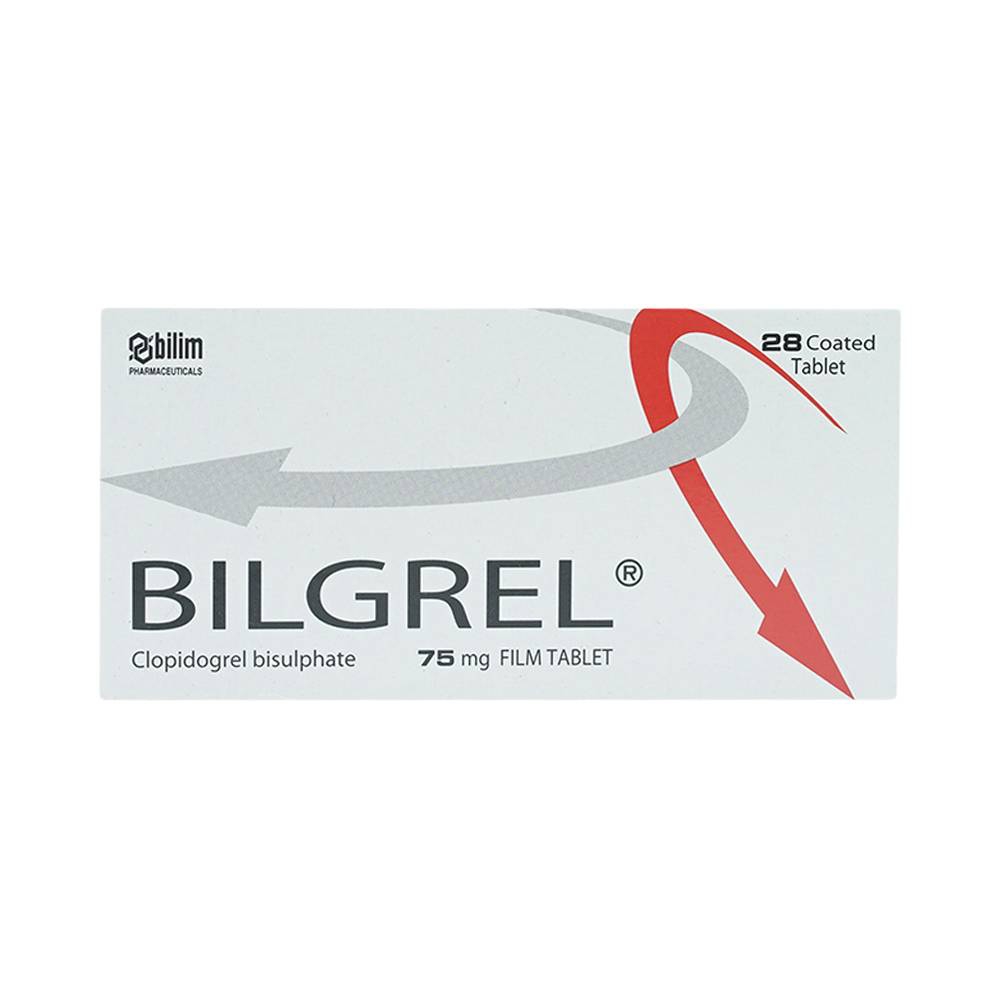 Thuốc Bilgrel 75mg Bilim Ilac điều trị nhồi máu cơ tim, đột quỵ, bệnh động mạch ngoại biên (2 vỉ x 14 viên)