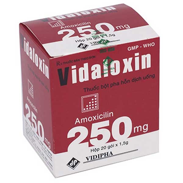 Thuốc bột pha Vidaloxin 250mg Vidipha điều trị nhiễm khuẩn đường hô hấp trên (20 gói)