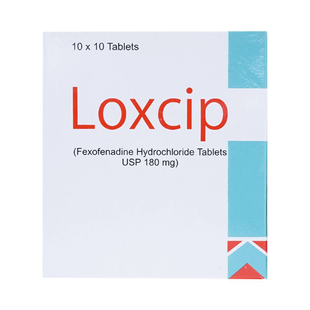 Viên nén Loxcip 180mg Aurochem Pharma điều trị các chứng viêm mũi dị ứng (10 vỉ x 10 viên)