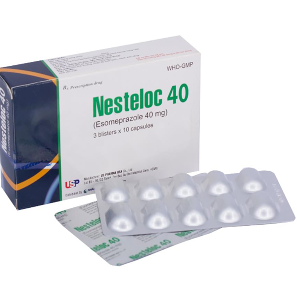 Thuốc Nesteloc 40 USP dùng ức chế bài tiết dịch vị acid dạ dày (3 vỉ x 10 viên)