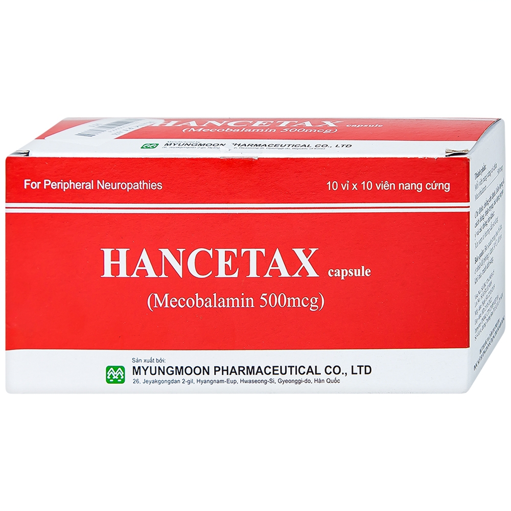 Thuốc Hancetax Myung-In điều trị viêm dây thần kinh ngoại biên và thiếu máu hồng cầu to (10 vỉ x 10 viên)