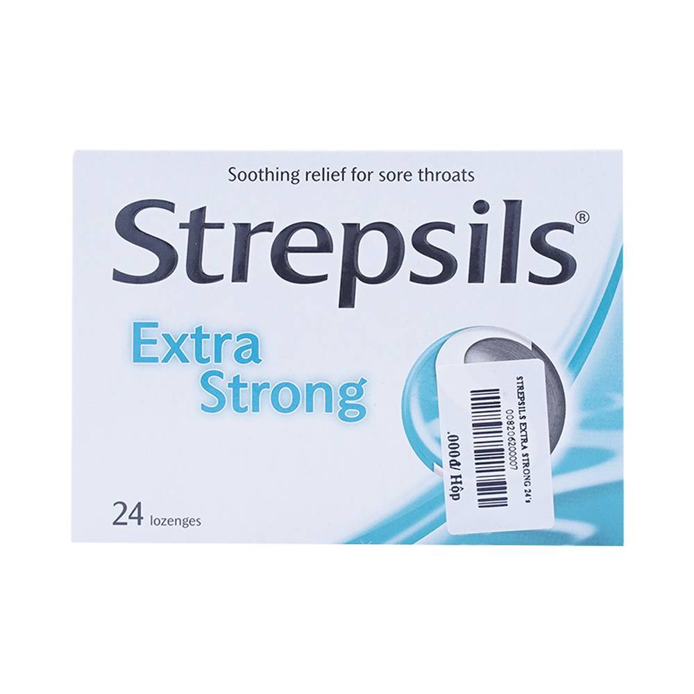 Viên ngậm Strepsils Extra Strong Reckitt Benckiser kháng khuẩn để làm giảm đau họng (2 vỉ x 12 viên)