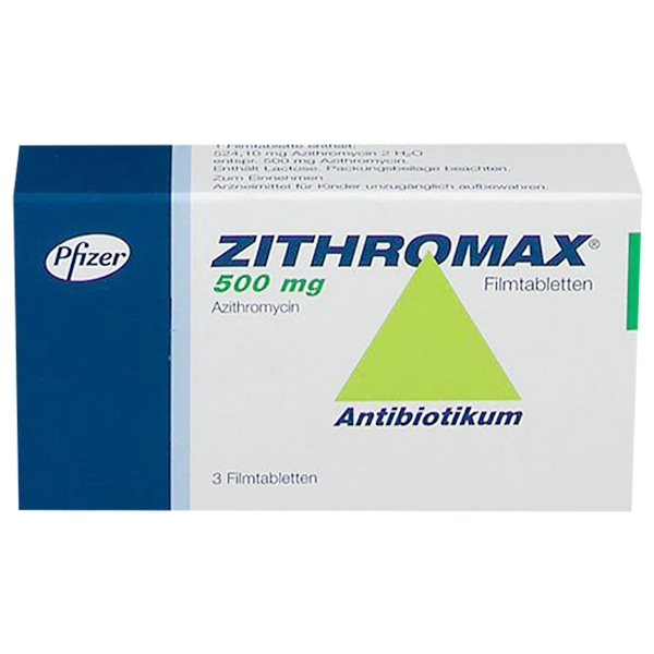 Thuốc Zithromax 500mg Pfizer điều trị các chứng nhiễm khuẩn (1 vỉ x 6 viên)