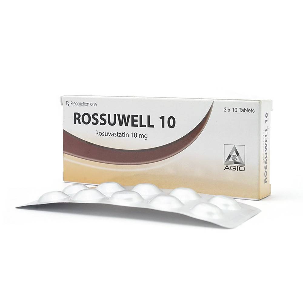 Thuốc Rossuwell 10 Agio điều trị tăng cholesterol máu nguyên phát (3 vỉ x 10 viên)