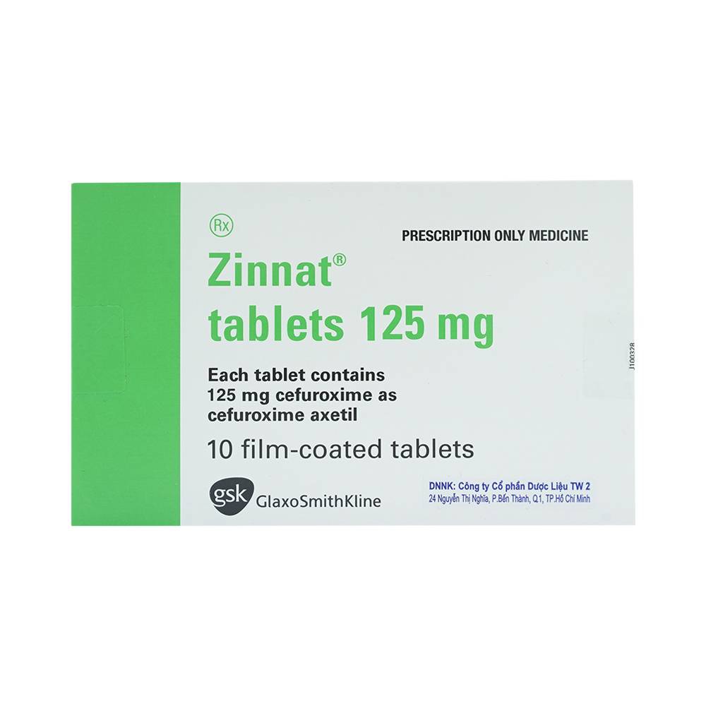 Thuốc Zinnat tablets 125mg GSK điều trị các chứng nhiễm khuẩn (1 vỉ x 10 viên)