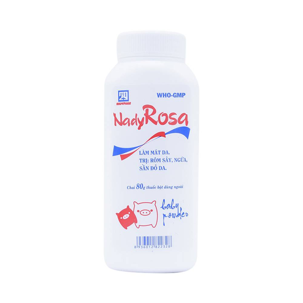 Phấn thoa da NadyRosa Nadyphar làm mát da, trị rôm sảy, ngứa, sần đỏ da (80g)