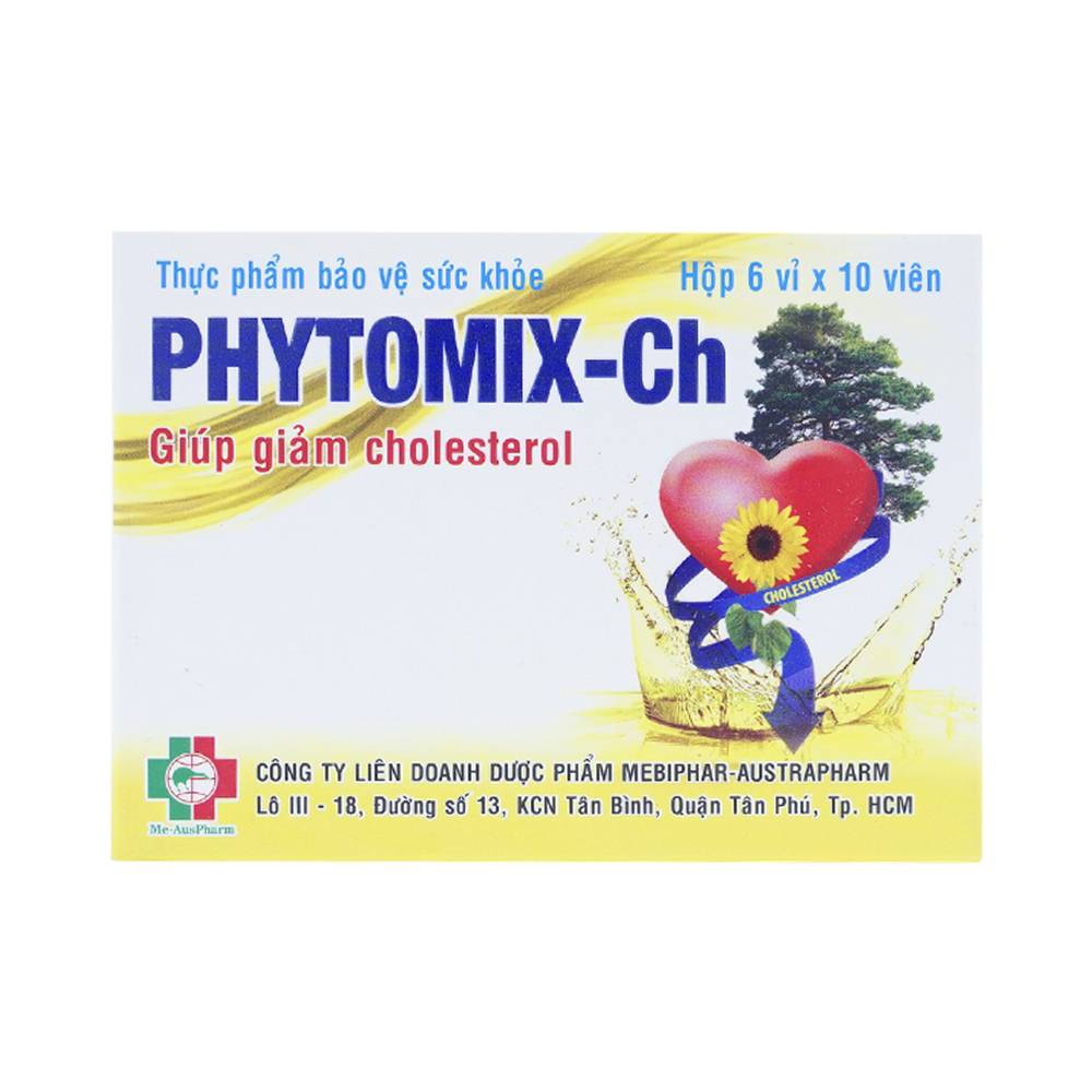 Viên uống Phytomix-Ch Mebiphar giúp giảm nguy cơ bệnh tim mạch, giảm mỡ (6 vỉ x 10 viên)