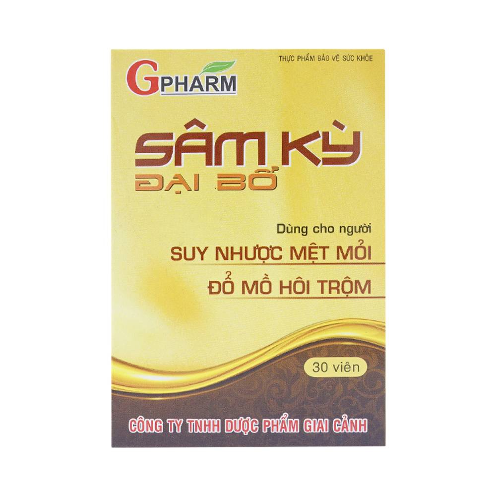 Viên uống Sâm Kỳ Đại Bổ Gpharm giúp bổ khí huyết, tăng cường sinh lực (30 viên) 