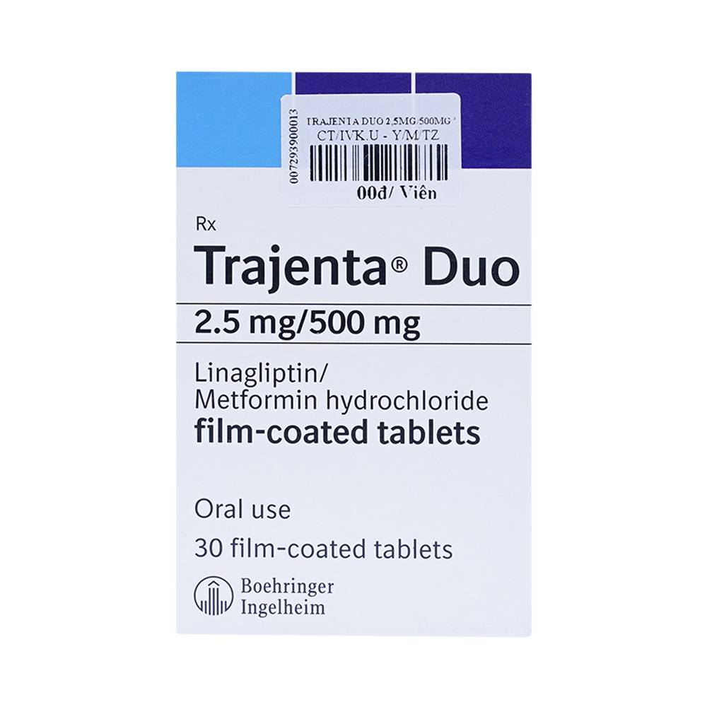 Thuốc Trajenta Duo 2.5mg/500mg Boehringer điều trị đái tháo đường tuýp 2 (3 vỉ x 10 viên)