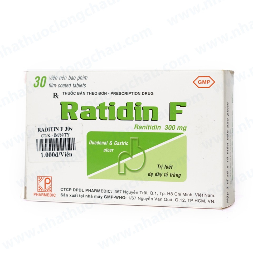 Thuốc Ratidin F Pharmedic điều trị loét dạ dày, tá tràng (3 vỉ x 10 viên)