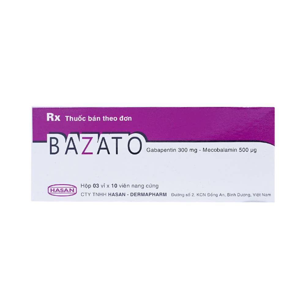 Thuốc Bazato 300mg Hasan điều trị các triệu chứng đau thần kinh (3 vỉ x 10 viên)