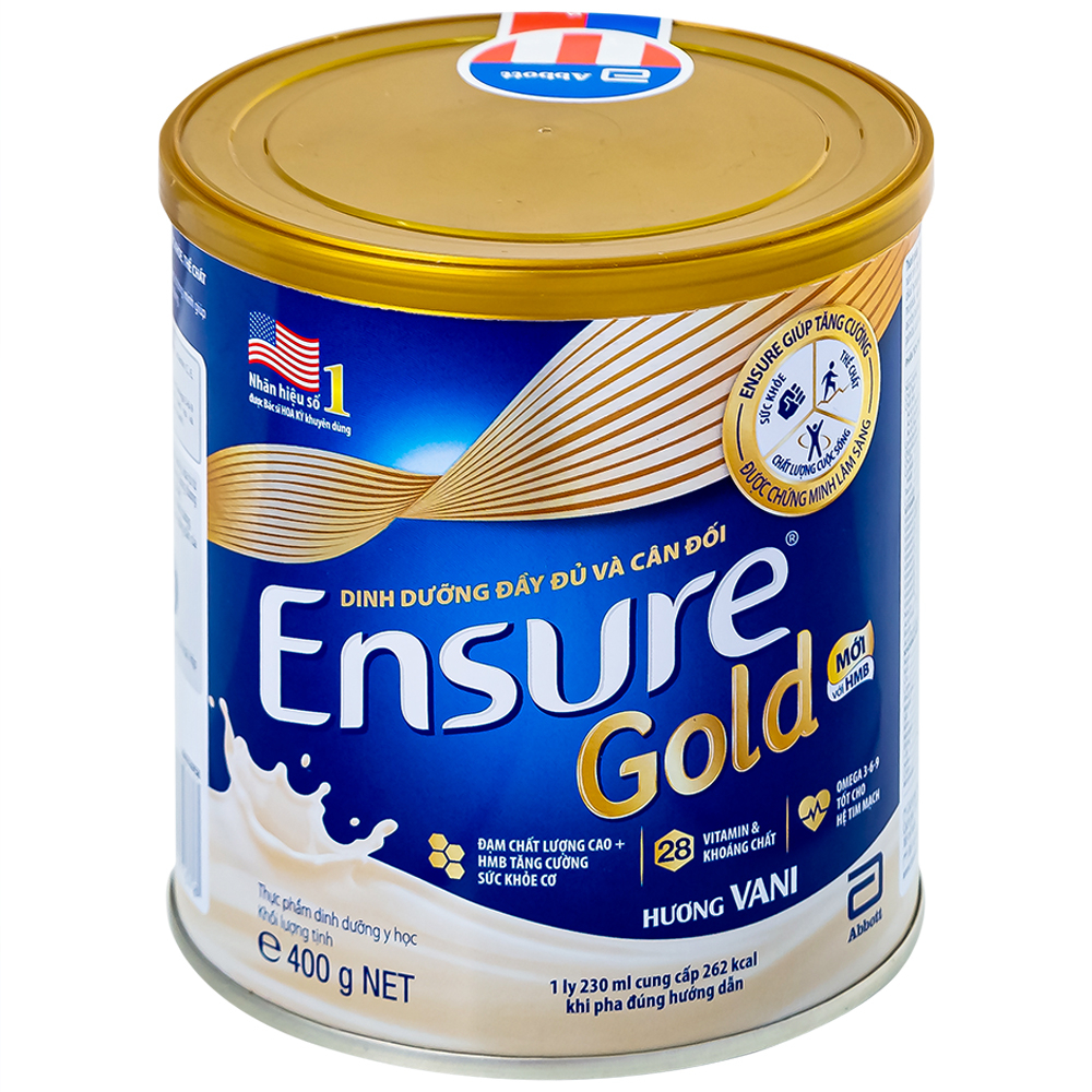 Sữa bột Ensure Gold Abbott hương vani bổ sung dinh dưỡng, vitamin, khoáng chất cho cơ thể (400g) 