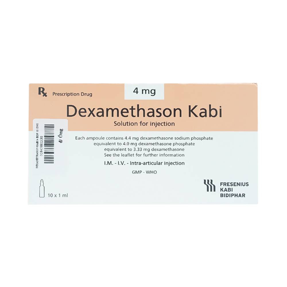 Thuốc Dexamethason Kabi 4mg dùng trong dị ứng nặng (10 ống)