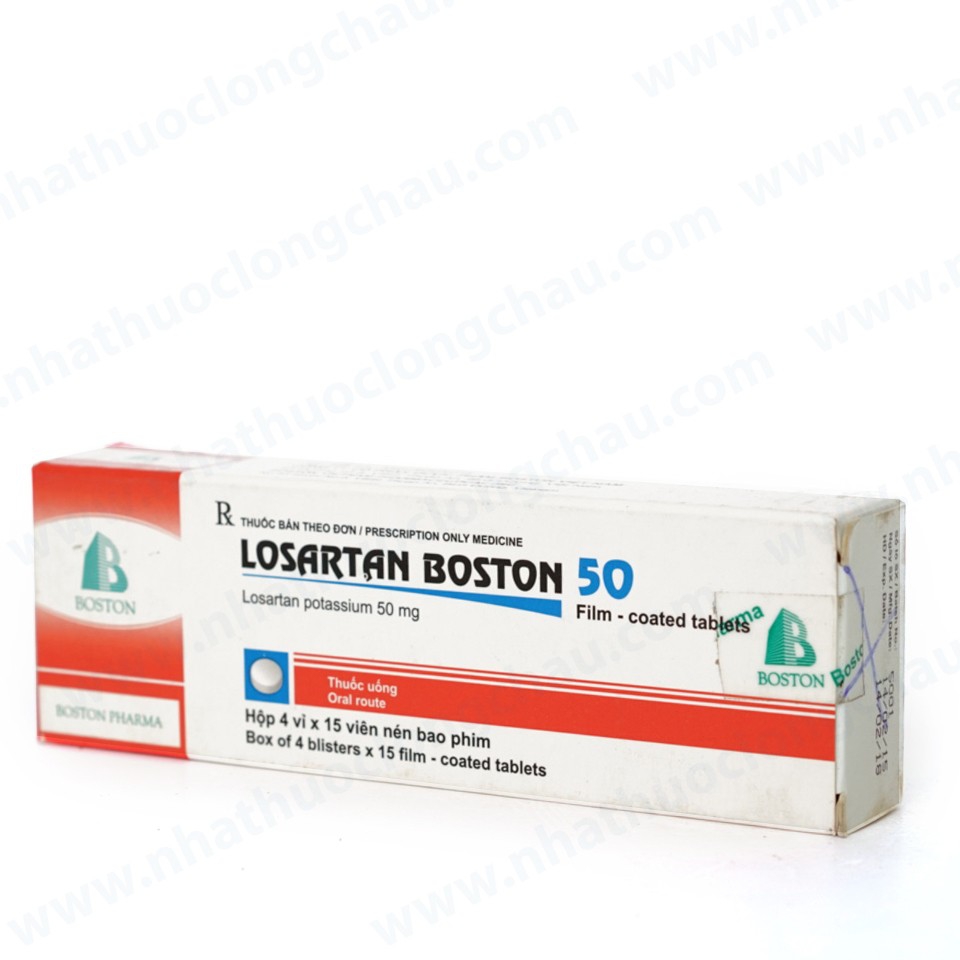 Thuốc Losartan Boston 50mg điều trị tăng huyết áp từ nhẹ đến nặng (4 vỉ x 15 viên)