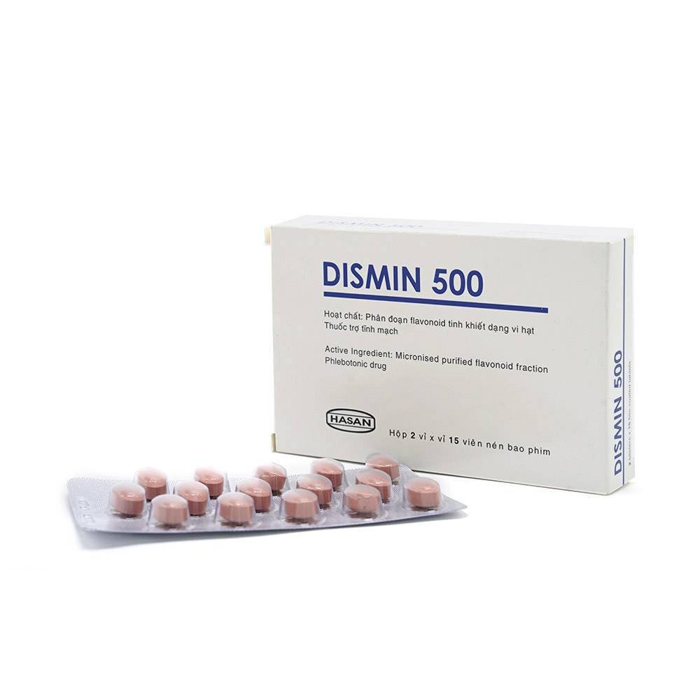 Thuốc Dismin 500 Hasan điều trị triệu chứng suy tĩnh mạch mạn tính vô căn (2 vỉ x 15 viên)