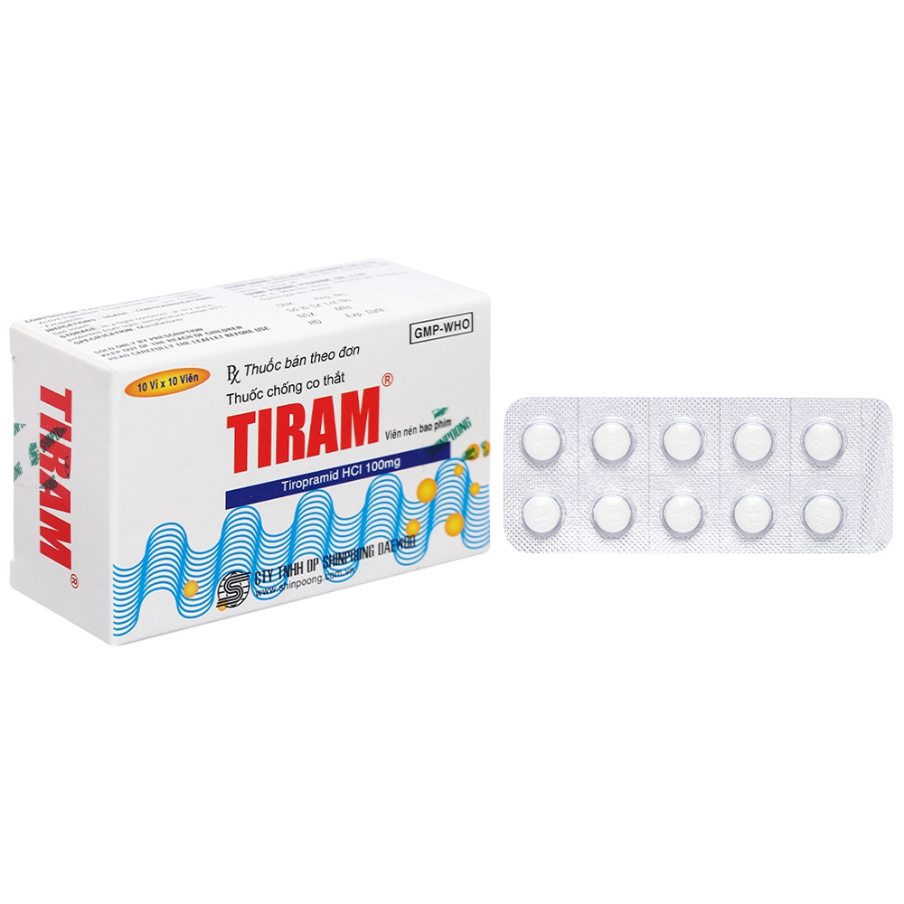 Thuốc Tiram 100mg Shinpoong Deawoo điều trị co thắt dạ dày ruột (10 vỉ x 10 viên)