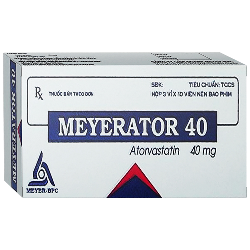 Thuốc Meyerator 40 Meyer - BPC điều trị bệnh lý rối loạn lipid máu (3 vỉ x 10 viên)