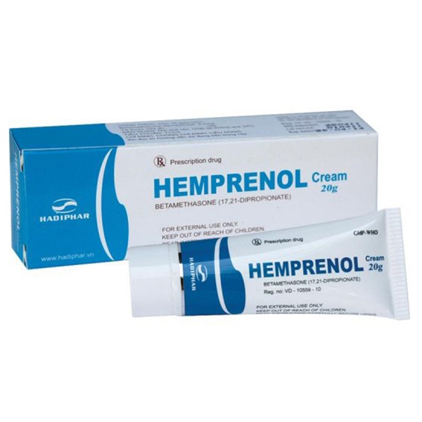 Kem bôi ngoài da Hemprenol Cream Hadiphar trị chàm, viêm da tiếp xúc, dị ứng (20g)