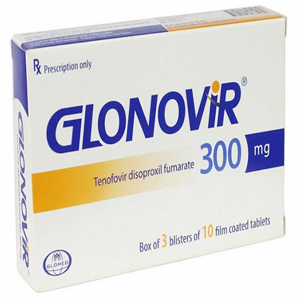 Viên nén Glonovir 300mg Glomed điều trị viêm gan B hoặc HIV (3 vỉ x 10 viên)