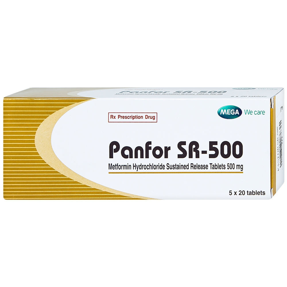 Viên nén Panfor SR-500 MEGA We Care  điều trị bệnh đái tháo đường tuýp 2 (5 vỉ x 20 viên)