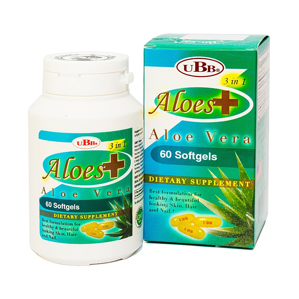 Viên uống UBB Aloes Plus 3 in 1 cung cấp dưỡng chất cho da mịn, sáng hơn, tóc khỏe mạnh (60 viên)