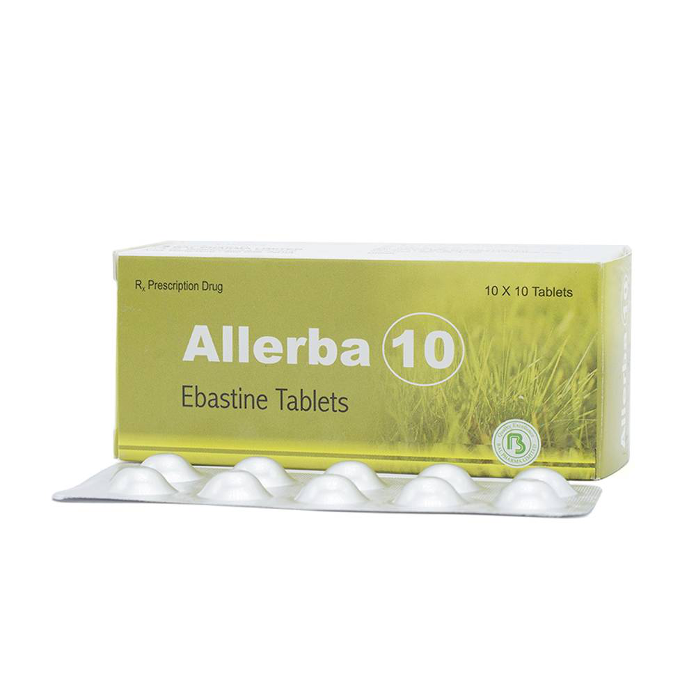 Thuốc Allerba 10 Balpharma điều trị viêm mũi dị ứng, nổi mày đay (10 vỉ x 10 viên)