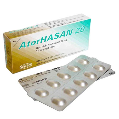 Thuốc AtorHasan 20mg giảm cholesterol và triglycerid trong máu (3 vỉ x 10 viên)