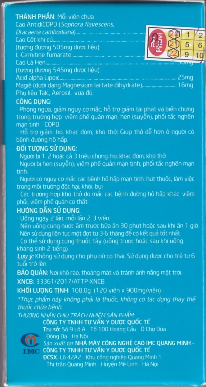 Bảo Khí Khang | Viên uống hỗ trợ giảm ho, hen suyễn (120 viên)